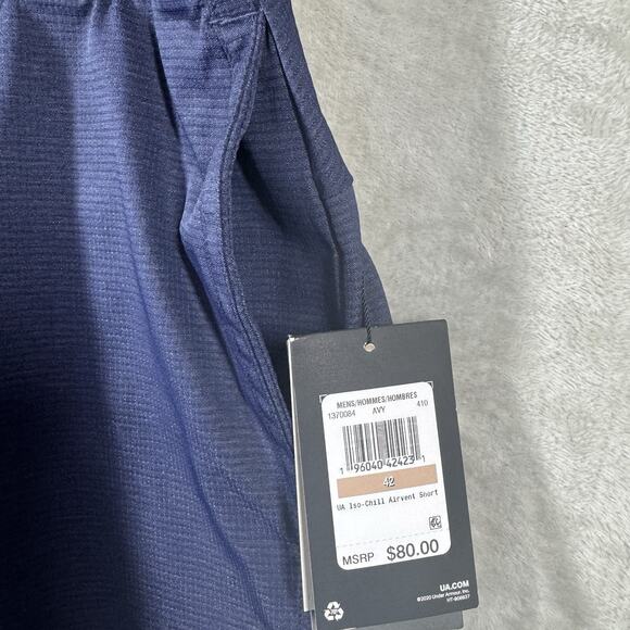 Under Armour NEW Golf Men Short 42 Blue Iso Chill 9" Airvent Water Repel Stretch - Picture 5 of 14